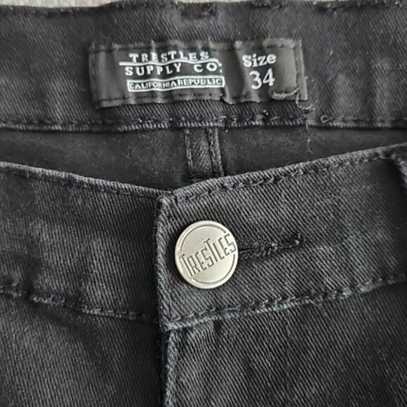 Trestles Supply Co Jeans Men's 34x30 Black Tapered Stretch Zipper Accent - Picture 12 of 16